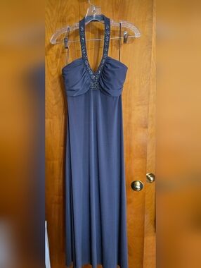 Halter Neck Charcoal Evening Maxi Dress